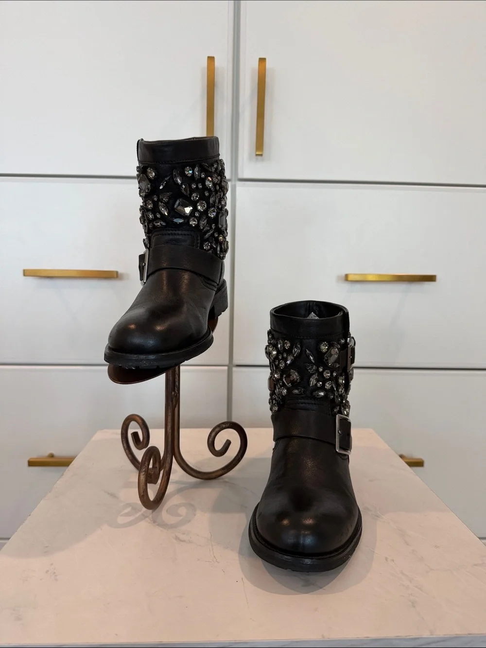 Jimmy Choo Studded Black Leather Women's Ankle Booties